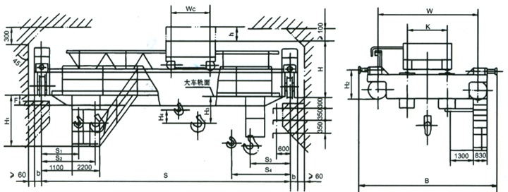 QD50/10噸雙梁橋式起重機技術(shù)參數(shù)